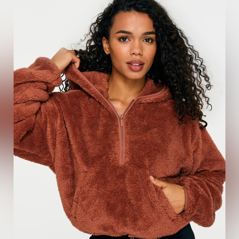 fluffy half zip pull over